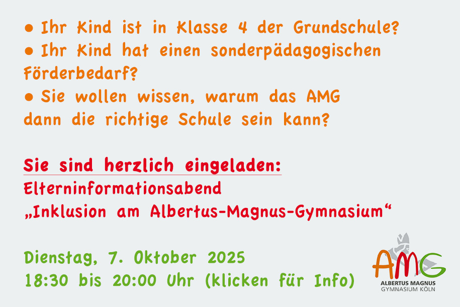 Einladung zum Elterninformationsabend &bdquo;Inklusion am Albertus-Magnus-Gymnasium&ldquo; 